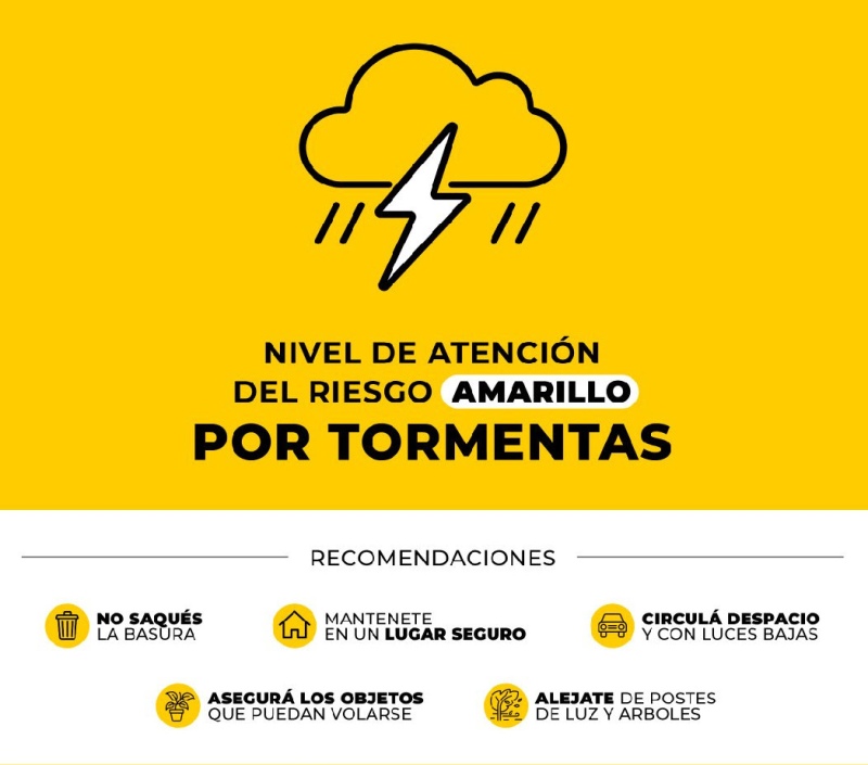 La Plata: elevan el nivel de alerta a 'Amarillo' por tormentas